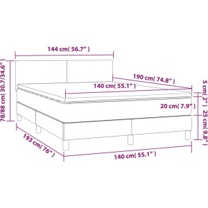 vidaXL - Boxspring - met - matras - stof - zwart - 140x190 - cm