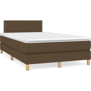 vidaXL - Boxspring - met - matras - stof - donkerbruin - 120x200 - cm