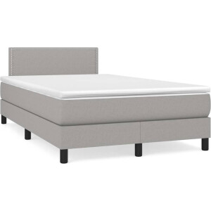 vidaXL - Boxspring - met - matras - stof - lichtgrijs - 120x200 - cm