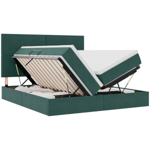 vidaXL - Opbergbed - met - hoofdeinde - Donkergroen - 180 - x - 200 - cm - Fluweel