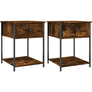 vidaXL Nachtkastjes 2 st Gerookt Eiken 44x45x58cm Nachtkastje - Kastje - Houten Kast - Bruine Kast - Bedroom Furniture