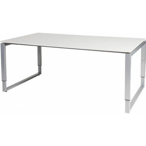 Vergadertafel - Verstelbaar - 180x100 wit - alu frame