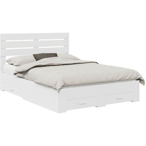 vidaXL - Bedframe - met - lade - met - hoofdeinde - met - opslag - Bewerkt - hout