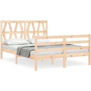 vidaXL - Bedframe - met - hoofdbord - massief - hout - 140x190 - cm