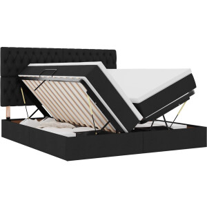 vidaXL - Opbergbed - met - hoofdeinde - met - opslag - Zwart - 180 - x - 200 - cm - Stof
