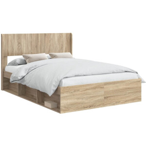 vidaXL - Bedframe - met - opbergruimte - en - hoofdbord - Sonoma - Eiken