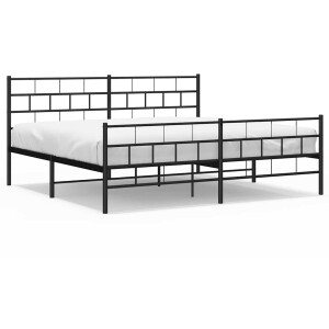 vidaXL - Bedframe - met - hoofd- - en - voeteneinde - metaal - zwart - 183x213 - cm