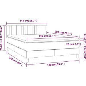 vidaXL - Boxspring - met - matras - stof - blauw - 140x200 - cm