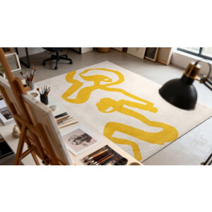 Wasbaar Binnen & Buiten Vloerkleed - 240 x 340 cm - Louis De Poortere Ribbon Pure Yellow - Laagpolig Tapijt - Gerecycled PET - Made in Belgium - Circulair