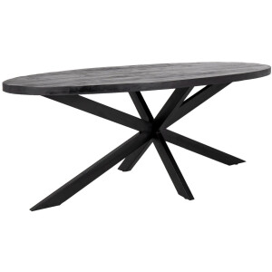 Giga Meubel Eettafel Mansour - Zwart Mangohout - 180x100x76cm