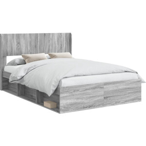 vidaXL - Bedframe - met - opbergruimte - en - hoofdbord - Grijs - Sonoma