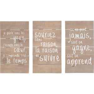 J-Line wanddecoratie Inspirerend - hout - naturel - 3 stuks