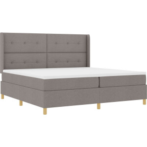 vidaXL - Boxspring - bed - met - LED-stripverlichting - Taupe - 200 - x - 200 - cm - Stof