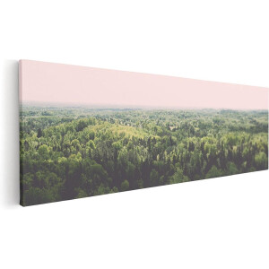 Artaza Canvas Schilderij Eindeloze Bos Met Groene Bomen - 120x40 cm - Groot - Wanddecoratie Woonkamer - Schilderijen - Muurdecoratie