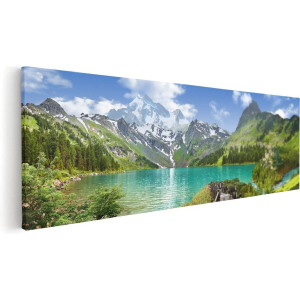 Artaza Canvas Schilderij Pad Naar Een Helder Blauw Meer In De Bergen - 60x20 - Foto Op Canvas - Canvas Print