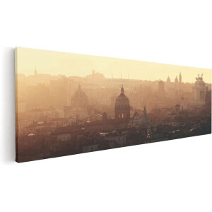 Artaza Canvas Schilderij Rome - 120x40 cm - Groot - Wanddecoratie Skyline - Muurdecoratie Zonsondergang - Schilderijen Op Canvas Italië