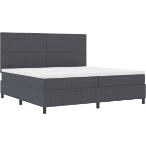 vidaXL - Boxspring - bed - Donkergrijs - en - Wit - 200 - x - 200 - cm - Corduroy - stof