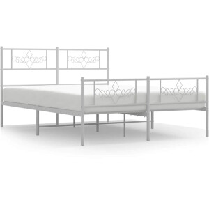 vidaXL - Bedframe - met - hoofd- - en - voeteneinde - metaal - wit - 140x190 - cm