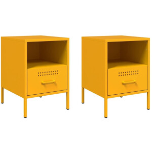 vidaXL - Nachtkastjes - 2 - st - 36x39x50,5 - cm - staal - mosterdgeel