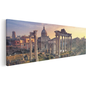 Artaza Canvas Schilderij Romeins Architectuur in Rome, Italië - 120x40 cm - Groot - Wanddecoratie Woonkamer - Schilderijen - Muurdecoratie