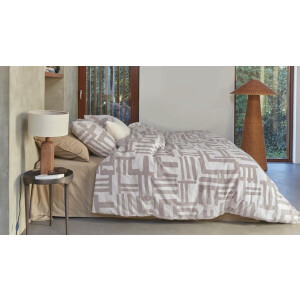 vtwonen Mixed Stripes dekbedovertrek - Tweepersoons - 200x200/220 - Naturel