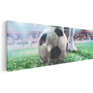 Artaza Canvas Schilderij Voetbal - 90x30 cm - Wanddecoratie Stadion - Muurdecoratie Voetballer - Schilderijen Op Canvas