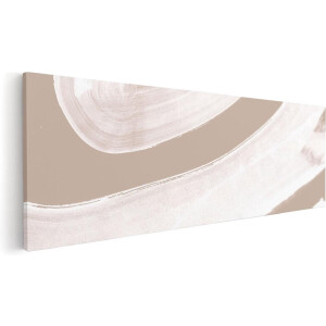 Artaza Canvas Schilderij Abstracte Kunst - Witte Strepen op Beige - 90x30 - Foto Op Canvas - Canvas Print