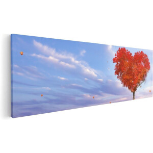 Artaza Canvas Schilderij Rode Liefde Boom In Een Hart Vorm - 90x30 - Foto Op Canvas - Canvas Print