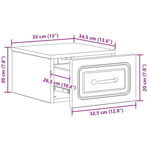 vidaXL - Muurbevestigde - Nachttafel - 2 - pcs - Betongrijs - 34,5 - x - 33 - x - 20 - cm