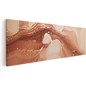 Artaza Canvas Schilderij Abstracte Kunst in het Roze Marmer - 60x20 - Foto Op Canvas - Canvas Print