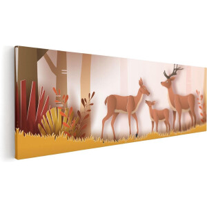 Artaza Canvas Schilderij Hert - 120x40 cm - Groot - Wanddecoratie Herfst - Muurdecoratie Bos - Schilderijen Op Canvas
