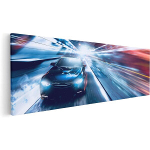 Artaza Canvas Schilderij Zwarte Sportwagen Auto - Abstract - 60x20 - Foto Op Canvas - Canvas Print