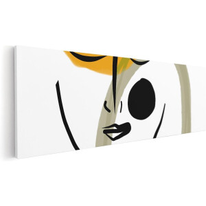 Artaza Canvas Schilderij Abstracte Kunst van een Gezicht - 120x40 cm - Groot - Wanddecoratie Woonkamer - Schilderijen - Muurdecoratie