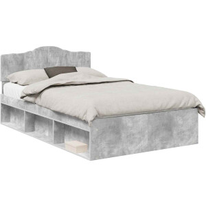vidaXL - Bedframe - met - hoofdeinde - Beton - 120 - x - 200 - cm - Massief - grenenhout