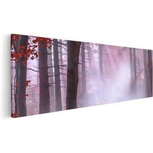 Artaza Canvas Schilderij Rood Bos Met Bomen - 60x20 - Foto Op Canvas - Canvas Print