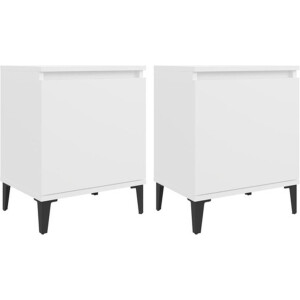 vidaXL - Nachtkastjes - met - metalen - poten - 40x30x50 - cm - wit
