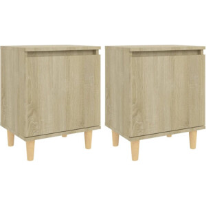 vidaXL - Nachtkastjes - 2 - st - met - houten - poten - 40x30x50 - cm - sonoma - eiken