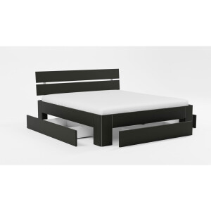 B Bright Bed Fresh 500 met hoofdbord en 3 opbergladen - 160 x 210 cm - zwart