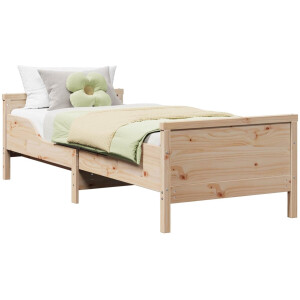 vidaXL - Bedframe - met - hoofdeinde - Bruin - 80 - x - 200 - cm - Bewerkt - hout