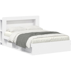 vidaXL - Bedombouw - met - opslag - Wit - 160 - x - 200 - cm - Bewerkt - hout