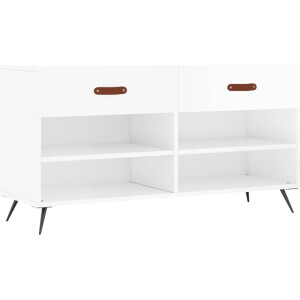 vidaXL - Schoenenbank - 102x35x55 - cm - bewerkt - hout - hoogglans - wit