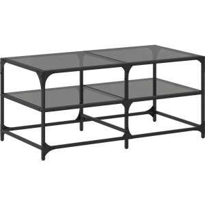 vidaXL Salontafel met zwart glazen blad 98,5x50x45 cm staal - Salontafel - Salontafels - Bijzettafel - Banktafel