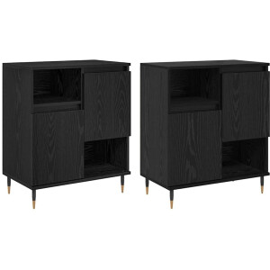 vidaXL - Dressoirs - 2 - pcs - Zwart - eiken - 120 - x - 35 - x - 70 - cm - Bewerkt - hout