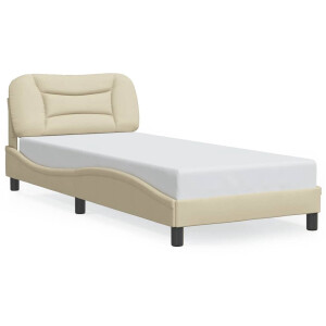 vidaXL - Bedframe - zonder - matras - "Hvar" - 90x200 - cm - stof - crèmekleurig