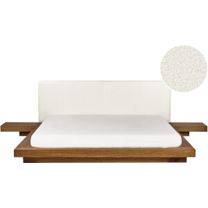ZEN - Tweepersoonsbed - Lichthout - 180 x 200 cm - Bouclé