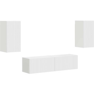 vidaXL - Tv-meubelset - 4 - pcs - Wit - Bewerkt - hout