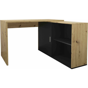 Bureau Rafael Eiken - Zwart - 118x124,5cm - Hoekbureau - Met opbergruimte - Hoogte 75 cm