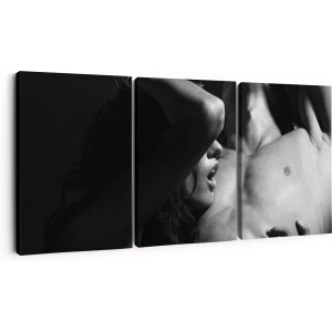 Artaza Canvas Schilderij Drieluik Naakte Vrouw met Man - Liefde Koppel - Zwart Wit - 180x80 - Groot - Foto Op Canvas - Canvas Print