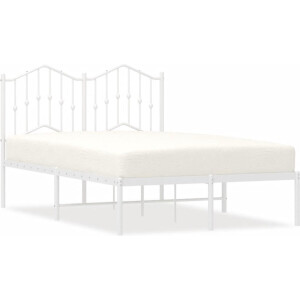 vidaXL - Bedframe - met - hoofdbord - metaal - wit - 120x190 - cm