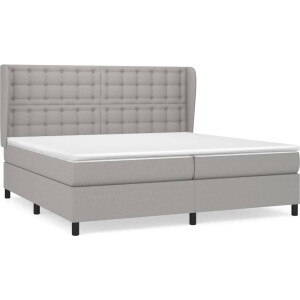 vidaXL - Boxspring - met - matras - stof - lichtgrijs - 200x200 - cm